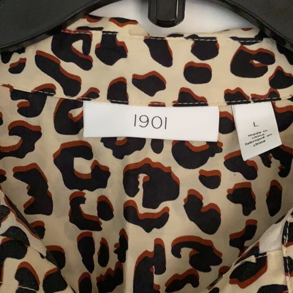 1901 Leopard Print Button Down Top | Color: Black - Picture 9 of 13